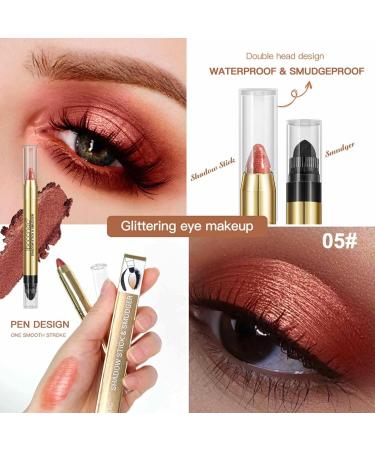 Eyeshadow Pencil Double End Waterproof Eyeshadow Stick - Long Lasting Brightener Eyeshadow Pencil Eye Shadow Highlighter Stick Makeup Tool Pochy 5# - Buy Online on GoSupps.com
