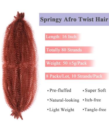 Leeven 16 Inch Pre Separated Springy Twist Hair for Afro Marley Locs 8 Packs Pre-Fluffed Popping Spring Twist Crochet Hair for Distressed Locs Afro Kinky Curly Marley Braiding Hair Extensions /350# 16 Inch (Pack of 8) 350# - Buy Online on GoSupps.com