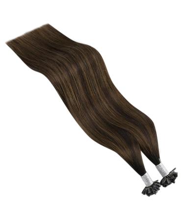 Youngsee Braun Ombre U Tip Hair Extensions - Real Hair Bonding for Women - Dark Brown & Medium Brew - 55cm 50g Salon Quality - #2/2/6 - Buy Online on GoSupps.com