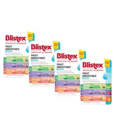 Blistex Fruit Smoothies Lip Moisturizers 3 Sticks 0.10 oz each Pack of 4