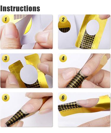 Hanyousheng Nail Forms 130 Pcs - Self-Adhesive Sticker for Acrylic & Gel Nail Extensions (Gold) - Buy Online on GoSupps.com