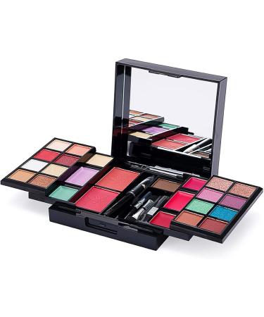RoseFlower Mini Fold Out Cosmetic Palette 25-color Eyeshadow Blush Eyebrow Powder Set - All in One Pro Makeup Box, Portable Xmas Gift for Girls - Buy Online on GoSupps.com