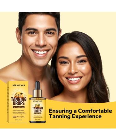 SilkyShark Facial Self Tanning Drops (1 Fl Oz) Tanning Drops for Face & Body Gradual Bronzing Effect Lightweight Tanner for Sensitive Skin Natural Sun-Kissed Glow Medium Shade - Buy Online on GoSupps.com