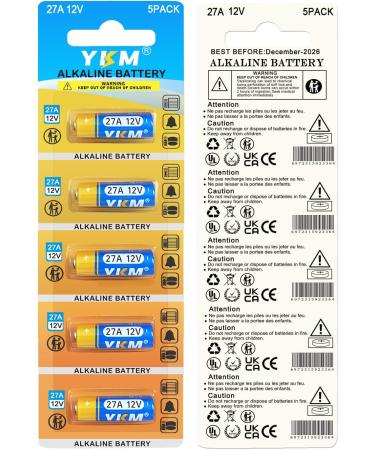 YKM 5 Pack A27 12 Volt Alkaline Battery - LR27A MN27 L828F 27A 12V for Ceiling Fans & Garage Door Openers - International Shipping Available - Buy Online on GoSupps.com