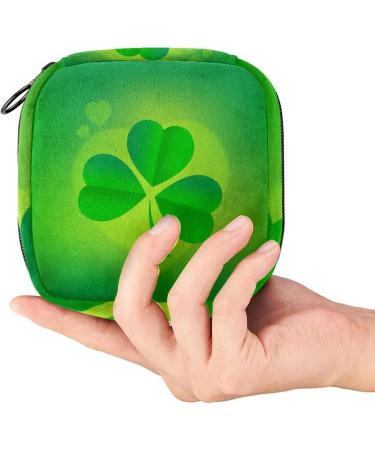 Menstruation Pad Bag with Zipper - Women's Napkin Bag & Tampon Collecting Tote for Girls | St. Patrick's Day Clover Design - Buy Online on GoSupps.com