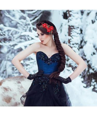 Beaupretty Bridal Tassel Hairpins | Flower Pearl Rhinestone Chinese Style Hair Clip | Wedding Hair Accessories - Red - Buy Online on GoSupps.com