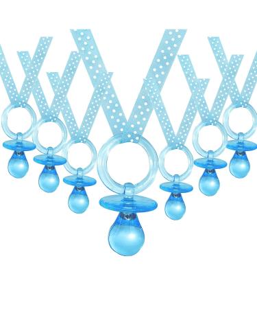 JC HUMMINGBIRD 24 Pieces Blue Pacifiers Organza Necklace for Party Favor  Blue  24pc Blue