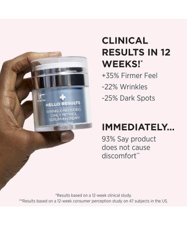 IT Cosmetics Hello Results Retinol Serum-in-Cream - Anti-Aging Face Cream with Niacinamide & Vitamin E | 0.5 Fl. Oz - Buy Online on GoSupps.com