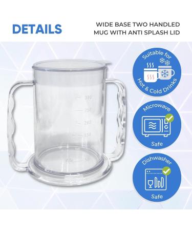 Wide Floor Two Handles Drinking Cups - 10 Pack with Anti-Spray Lid | Ideal Drinking Aid for Seniors Adults with Dementia & Arthritis - Buy Online on GoSupps.com