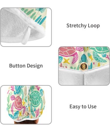 Colorful Seaweed Turtles Hair Towel 2 Pack | Super Absorbent Quick Dry Hair Turbans for Women & Girls| Ultimate Hair Drying Solution - Buy Online on GoSupps.com