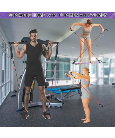 Portable Home Gym Pilates Bar & Resistance Band Combo Set - Full-Body Workout Equipment with Video - Black - Buy Online on GoSupps.com