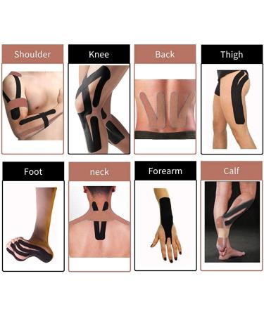 REFUN Kinesiology Tape Precut - 4 Rolls Pack for Pain Relief | Waterproof, Latex Free | 2 x 16.5 ft Per Roll | Ideal for Knee, Shoulder, Elbow | 20 Pre-cut 10 Strips - Beige - Buy Online on GoSupps.com