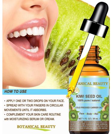 Kiwi Seed Oil - 100% Pure Virgin Cold Pressed Carrier Oil for Face, Skin, Body, Hair, Nails - 2 fl.oz (60ml) by Botanical Beauty - Buy Online on GoSupps.com