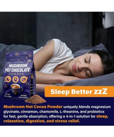 Mushroom Hot Cocoa with Magnesium Glycinate Reishi L-Theanine Ashwagandha Lemon Balm Lavender Cacao Powder Organic Hot Chocolate Supplement for Sleep Relaxation No Melatonin Vegan 7.4oz 7.41 Ounce (Pack of 1) - Buy Online on GoSupps.com