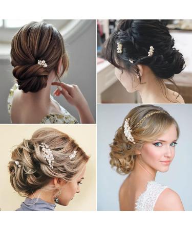 5-Piece Gold Bridal Wedding Hair Comb Set with Pearl Pins - Vintage Hair Accessories for Brides, Bridesmaids, and Flower Girls - Buy Online on GoSupps.com