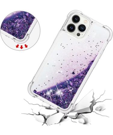 Tivenfezk Nadoli Glitter Sand Shell for iPhone 15 Pro - Shock-Resistant TPU Case | Transparent Quicksand Design Purple Bumper Cover - Buy Online on GoSupps.com