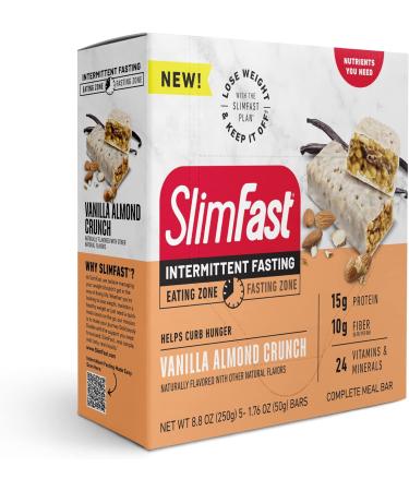 SlimFast Intermittent Fasting Protein Bars - Vanilla Almond Crunch 5 Bars (Pack of 1) - Buy Online on GoSupps.com
