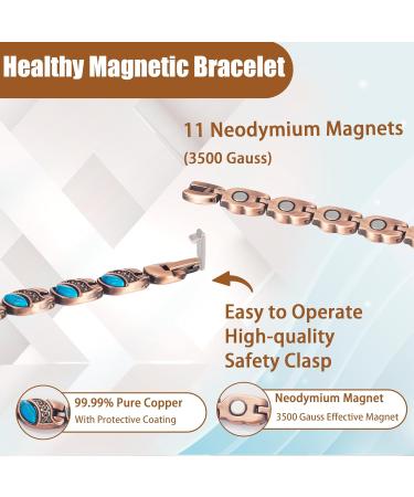 EnerCoppeX Copper Magnetic Bracelet for Women - Turquoise Jewelry with 3500 Gauss Magnet (COB-0175) - Buy Online on GoSupps.com