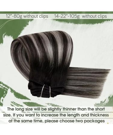 Buy Hetto Clip In Balayage Real Hair Extensions | Remy Hair | 40cm 120g #1B/Silver/1B - Buy Online on GoSupps.com