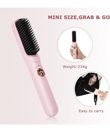 Buy Cordless Hair Straightening Brush & Comb - Fast Heating All Hair Types 30 Min Auto Shut-Off - Pink - Buy Online on GoSupps.com