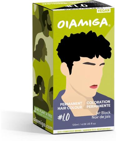 Oiamiga Jet Black Permanent Hair Dye Inclusive Hair Colour for All Hair Types Rapid Processing Made with Natural Ingredients Vegan and Cruelty Free 120ml - Buy Online on GoSupps.com