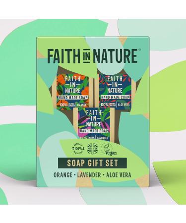Faith In Nature Natural Handmade Soap Gift Set Vegan & Cruelty Free No SLS or Parabens 3 x 100g Mutli 100 g (Pack of 3) - Buy Online on GoSupps.com
