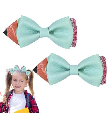 Pencil Hair Clip - Pencil Bows Hair Clips for Back to School - Unique Strong Hold Hair Clips Claw Clips School Hair Accessories for Kindergarten Students Lake Blue - Buy Online on GoSupps.com