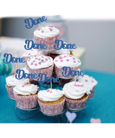 MonMon & Craft Done Cupcake Toppers/Graduation Cupcake Decor/Congrats Grad Cupcake Toppers/College Graduation Party Cupcake Decorations/Blue Glitter 24 Pcs - Buy Online on GoSupps.com