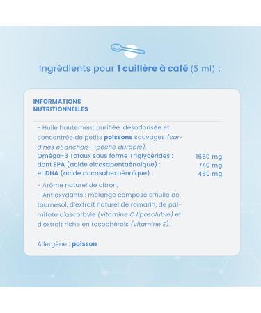 Pack x 2 Omega-3 Wild Fish Oil | BEAVERHILL | High Concentration of EPA 740mg and DHA 460mg | 2 Glass Bottles 200ml | Natural Lemon Flavor | For Young and Old - Buy Online on GoSupps.com