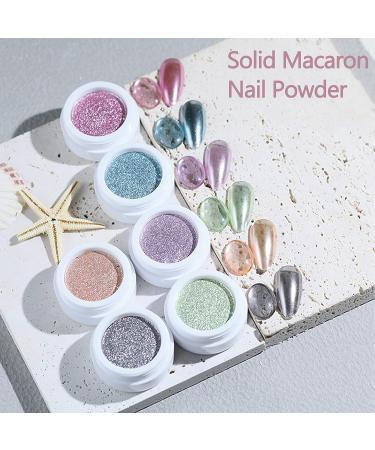 BQAN Chrome Nail Powder Set - 6 Jars Mirror Effect Holographic Titanium Metal Powders in Green, Silver, Pink, Purple | Nail Decoration Kit with Sponge Brushes - Buy Online on GoSupps.com