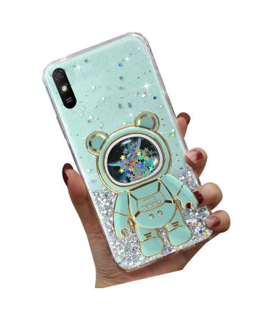 Tivenfezk Nadoli for Xiaomi Redmi 9a Treibsand B r Astronaut Hidden Stand Shell caricature glitter astronaut stand soft silicone bling cell phone case transparent protective cover xiaomi redmi green