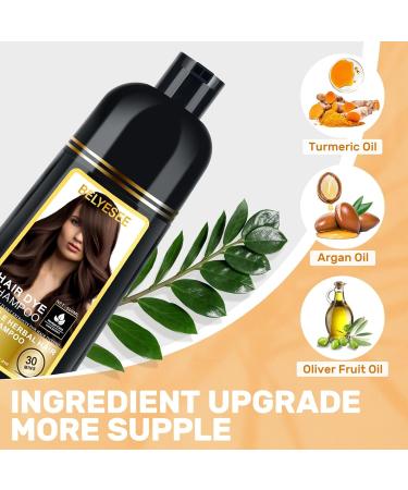 Buy Hair Dye Shampoo for Men & Women - Dark Brown 500ml | Ammonia-Free Natural Herbal Gray Hair Coverage - Buy Online on GoSupps.com