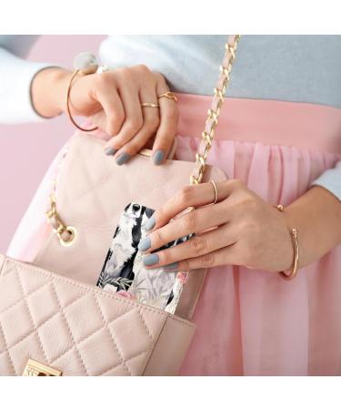 Stylish Leather Lipstick Case & Organizer with Mirror | Mini Lipstick Holder Bag - Floral Design in Dog Flower Pink - Buy Online on GoSupps.com