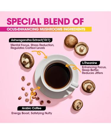 B BEWORTHS Mushrooms Coffee |10 Mushroom with Ashwagandha, Prebiotics, L-theanine, Lion's Mane, Reishi, Chaga, Turkey Tail, Arabica Instant Coffee Support Immune, Brain Focus, Gut Health | 60 Servings Focus Coffee - Buy Online on GoSupps.com