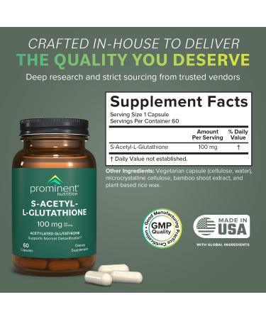 S-Acetyl L-Glutathione Supplement | 100 mg | Supports Detoxification | 60 Day Supply | International Shipping Available - Buy Online on GoSupps.com