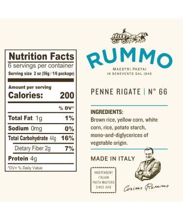 Rummo Italian Pasta GF Penne Rigate No.66 - Certified Gluten-Free - 5 Pack (12 oz each) - Buy Online on GoSupps.com