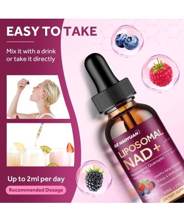 Liposomal NAD Supplement - 1200mg NAD+ Liquid Drops for Women & Men with Nicotinamide Resveratrol Quercetin TMG Black Pepper Extract - Brain & Cellular Mitochondrial Health Anti-Aging Longevity Mixed Berry 2 Fl Oz (Pa  - Buy Online on GoSupps.com