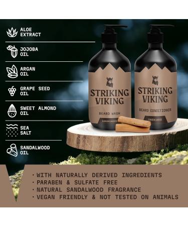 Striking Viking Beard Care Set - Sandalwood Shampoo & Conditioner | Paraben & Sulfate Free | Deep Clean for All Beard Types - Buy Online on GoSupps.com