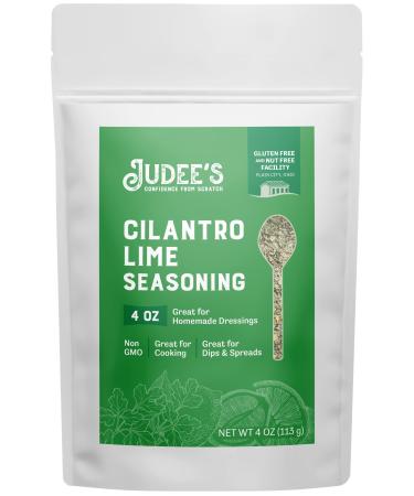Judee's Cilantro Lime Seasoning 4 oz - Fresh Cilantro and Lime with Flavorful Spices - 100% Non-GMO Gluten Free and Nut Free - Great for Cooking Salad Dressings Dips Spices and Seasonings