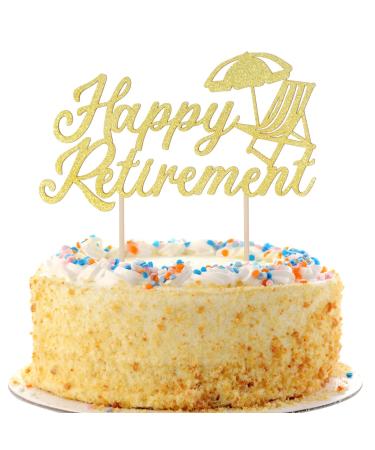 Happy Retirement Gold Cake Topper Glitter Paper Cake for Decorations Supplies Retirement Party for Friends Familly - Buy Online on GoSupps.com