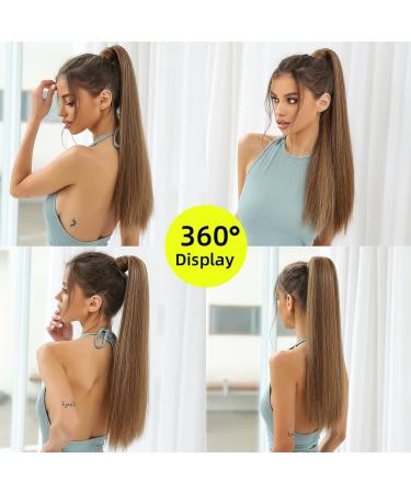 Oefei Ponytail Extension with Brown Highlights - 24 Inch Synthetic Braid with Velcro Fastener for Natural Look - Women s Hair Accessories - Buy Online on GoSupps.com
