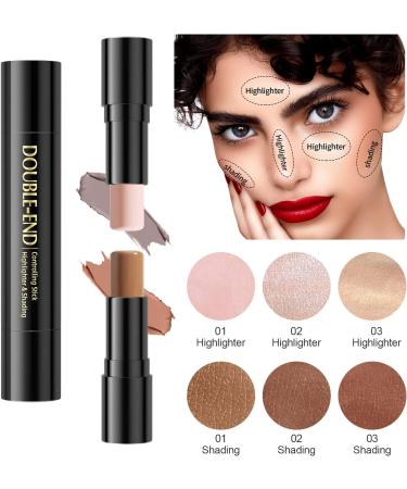 Contour Stick Cream Highlight & Contour Makeup 2-in-1 Wonder Stick - Pearl White & Amber - Buy Online on GoSupps.com