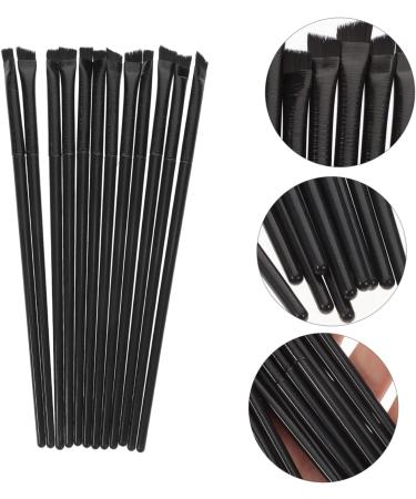 Beavorty Eyebrow Brush Angled 12pcs Eye Shadow Brush A101 Ultra Thin Wooden Handle Nylon Black Oblique Head 14.5x0.7x0.5cm Black - Buy Online on GoSupps.com