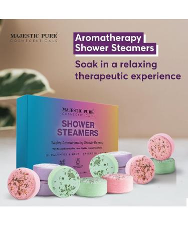 Majestic Pure Shower Steamers - 12 Pack with Essential Oils for Relaxation - Ideal Gifts for Men & Women - Buy Online on GoSupps.com