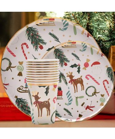 Christmas Party Tableware Set 10 Set Christmas Paper Plates and Cups Set Santa Claus Tableware Christmas Theme Party Decor - Buy Online on GoSupps.com