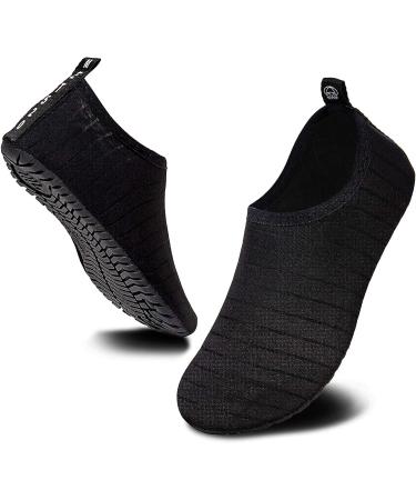 WateLves Kids Water Shoes - Non-Slip Quick Dry Aqua Socks for Boys and Girls | Beach, Swim, and Walking Shoes | Striped Black - Size 1-2 Little Kid - Buy Online on GoSupps.com