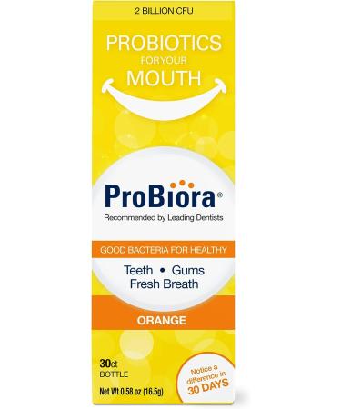 ProBiora Orange Chewable Probiotic Tablets | Oral-Care Supplement for Healthier Teeth and Gums | Fresher Breath and Whiter Teeth | 30 Count Pack - Buy Online on GoSupps.com