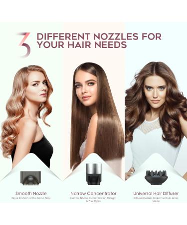 Pretfy 2000W Travel Hair Dryer with Diffuser - Lightweight Ionic Blow Dryer | 2 Speeds & 3 Heat Settings - Pink - Buy Online on GoSupps.com