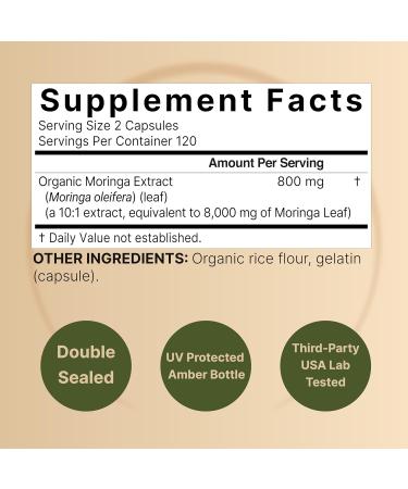 NatureBell Pure Moringa Capsules 8000mg Per Serving - Made with Moringa Powder Organic 240 Capsules | Green Superfood Skin Health & Immune Support | Non-GMO Gluten Free 4 Month Supply 240 Count (Pack of 1) - Buy Online on GoSupps.com