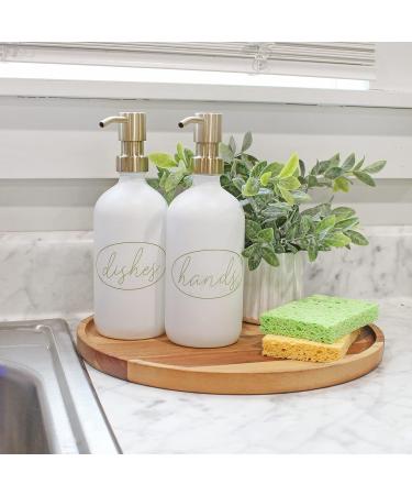 Darware 16oz Glass Pump Bottles - Set of 2 White w/ Gold | Soap Dispenser with Brushed Metal Pump Tops - Buy Online on GoSupps.com